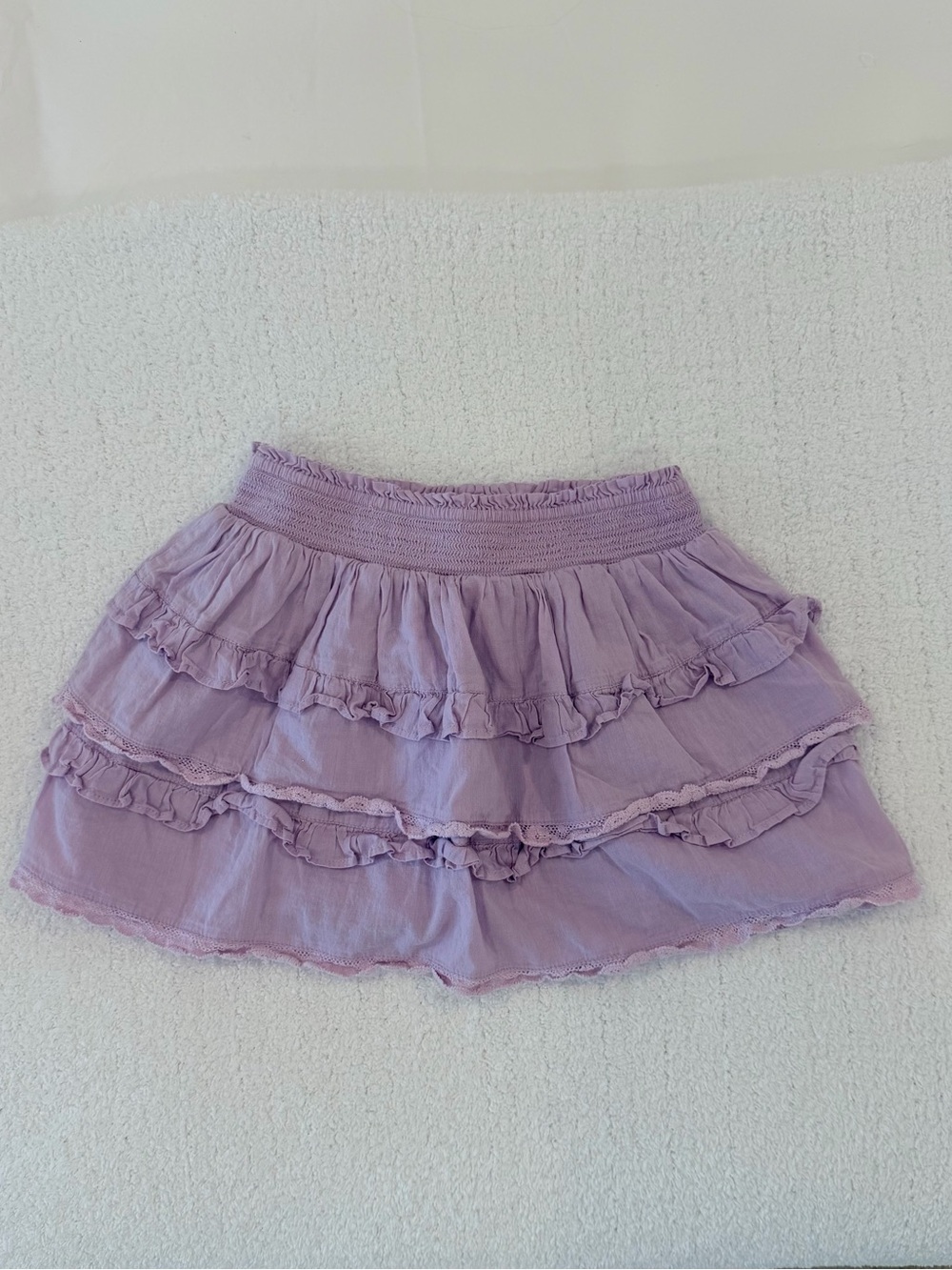 LoveShackFancy Tiered Ruffle Mini Skirt in Lavender - Picture 3 of 3